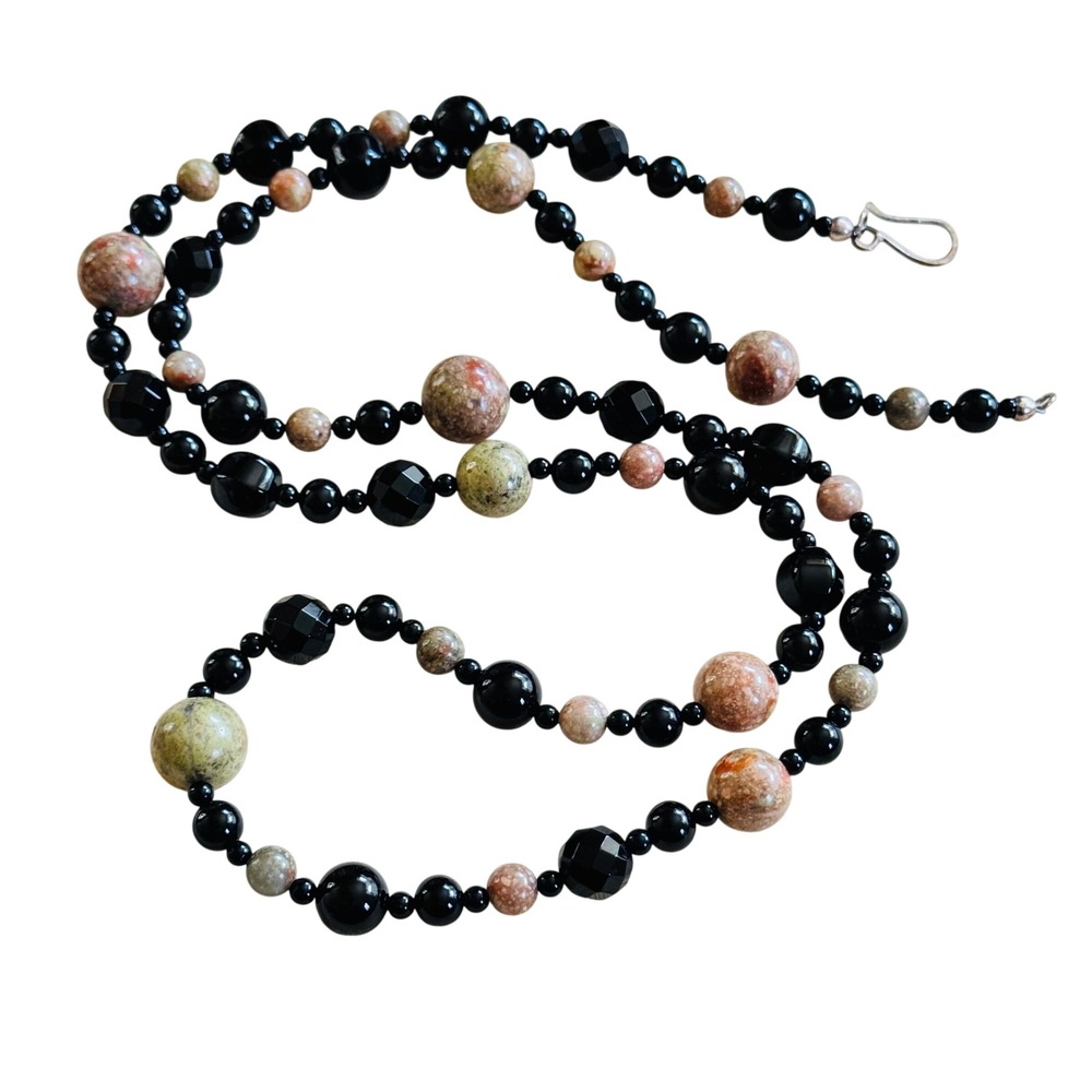 Jay King DTR Desert Rose Trading Necklace Black Onyx Jasper Sterling Silver 925